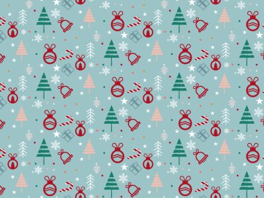 Geometrik motifli basit, pürüzsüz bir Noel deseni. Kar taneleri ve farklı süslemelerle daireler. Sihirli doğa fantezi kar yağışı desen tasarımı