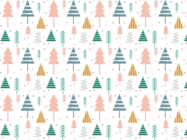 Schlichtes Nahtloses Weihnachtsmuster Mit Geometrischen Motiven Schneeflocken Und Kreise Mit — Stockvektor