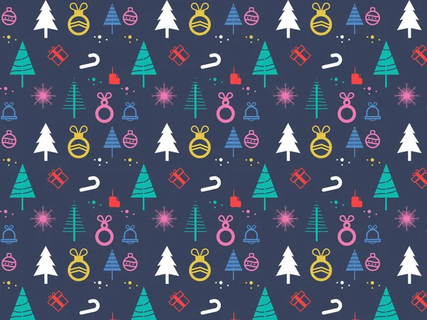 Schlichtes Nahtloses Weihnachtsmuster Mit Geometrischen Motiven Schneeflocken Und Kreise Mit — Stockvektor