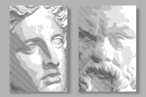 Cara antigua grabada. Ilustración vectorial. Gráfico digital para carteles, pancartas, volantes, portada, obras de arte históricas, imagen antigua. Grabado vintage. Cabeza de yeso. — Vector de stock