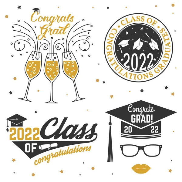 Set of Vector Class of 2022 badges Concept for shirt, print, seal, overlay or stamp, greeting, invitation card. Typography design- stock vector. — Stock Vector