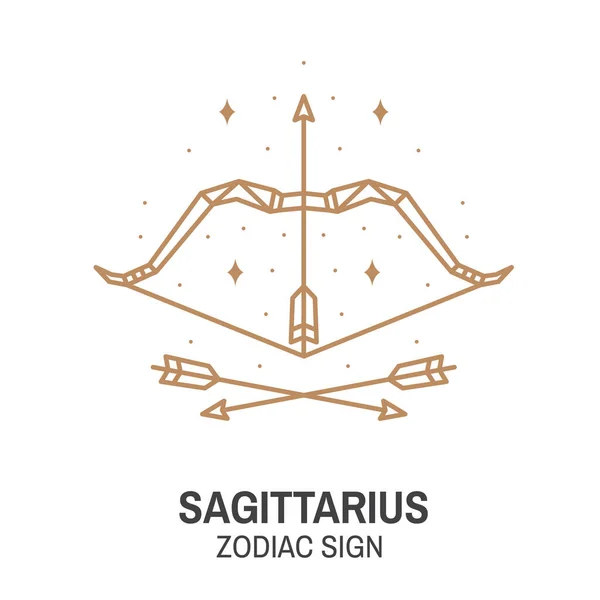 Zodiac astrology horoscope sign sagittarius linear design. Vector illustration. Elegant line art symbol or icon of sagittarius esoteric zodiacal horoscope templates for logo or poster isolated on — Stock Vector