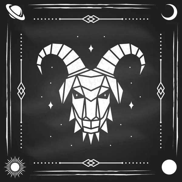 Zodiaku astrologia horoskop znak projekt koziorożec. Ilustracja wektora. Elegancki nowoczesny symbol lub ikona koziorożca ezoteryczne zodiakalne szablony horoskopu na logo lub plakat na tablicy. — Wektor stockowy