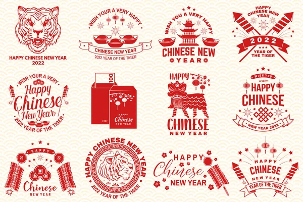 Feliz Año Nuevo Chino diseño en estilo retro. Año Nuevo Chino de felicitación tigre postal clásica. Signo chino año de tarjeta de felicitación tigre. Banner para plantilla de sitio web. Ilustración vectorial. — Vector de stock