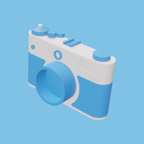 复古摄影相机隔离在蓝色背景。3D渲染. — 图库照片