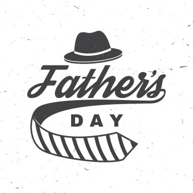 Babalar Günün kutlu olsun, logo tasarımı. Vektör çizimi. Klasik Babalar Günü Tasarımları Hippi şapkası ve kravatıyla.