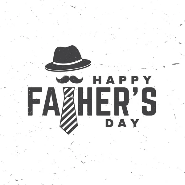 Happy Fathers Day badge, logo design. Vector illustration. Vintage style Fathers Day Designs with hipster hat and ties. — Vector de stoc