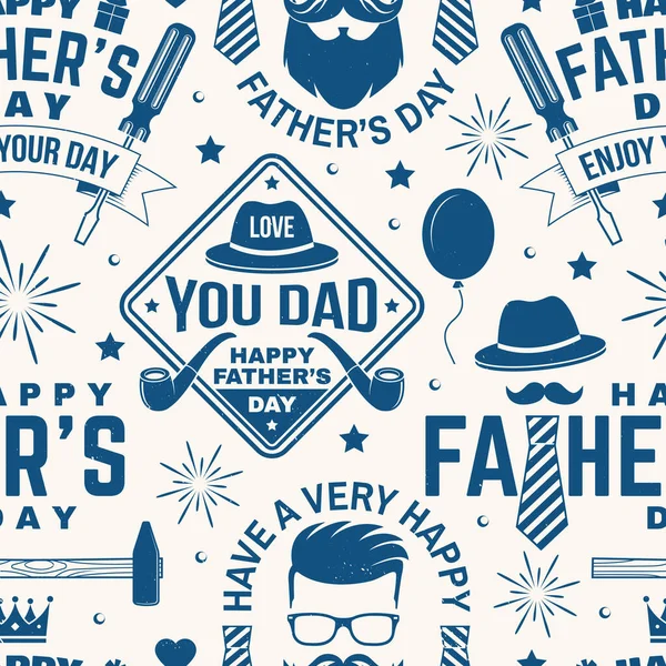 Happy Fathers Day Sömlöst Mönster Vektorillustration För Fars Dag Bakgrund — Stock vektor