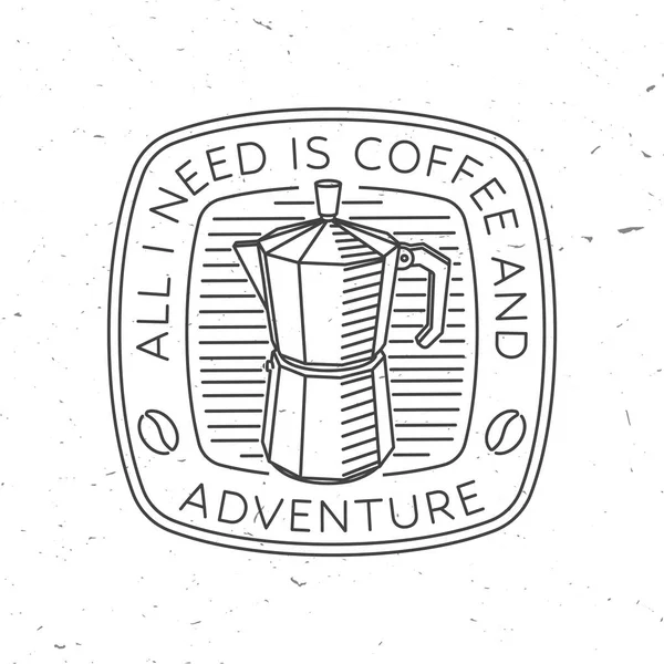 Tek Ihtiyacım Olan Kahve Macera Vektör Çizimi Gayzer Kahve Makinesi — Stok Vektör