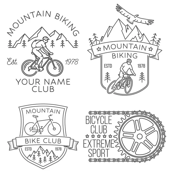 Set Mountain Biking Badge Logo Patch Vector Illustration Concept Shirt — Archivo Imágenes Vectoriales