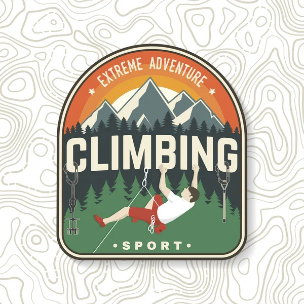 Climbing Club Badge Logo Patch Vector Concept Shirt Logo Print — Vetor de Stock
