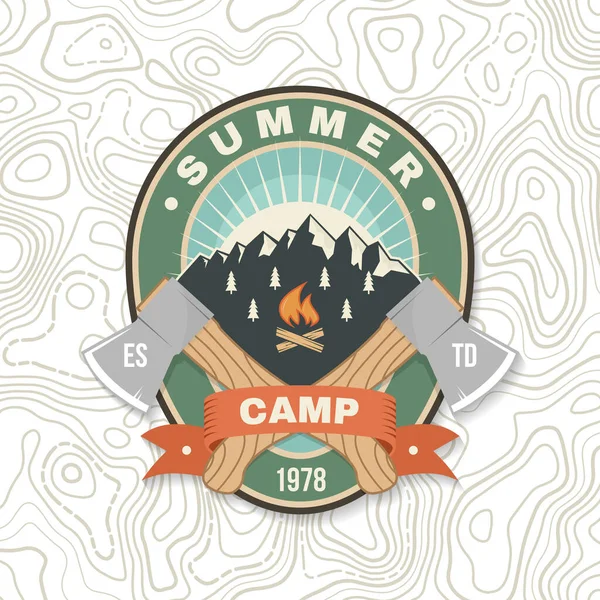 Summer Camp Vector Illustration Concept Shirt Logo Print Stamp Tee — Stock Vector
