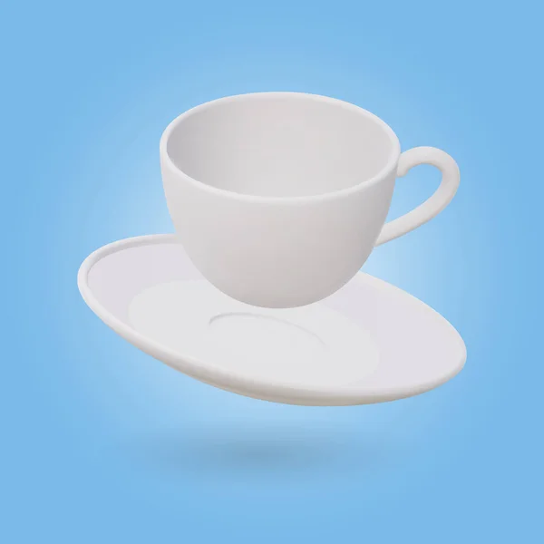 Tea Cup Isolated Blue Background Render Vector Illustration — Stockový vektor