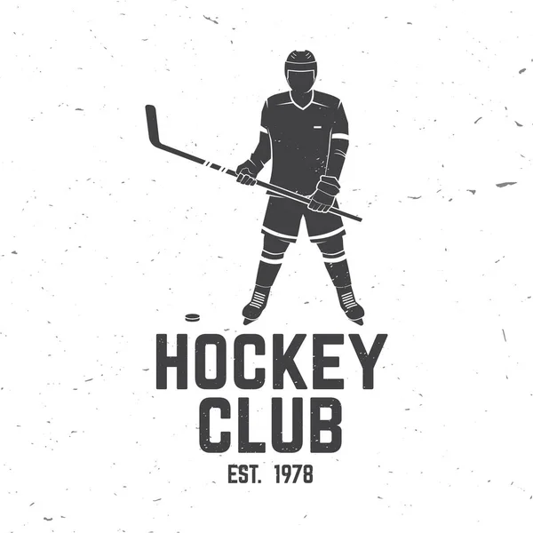 Hockey Club Logo Badge Design Concept Shirt Logo Print Stamp — Vetor de Stock