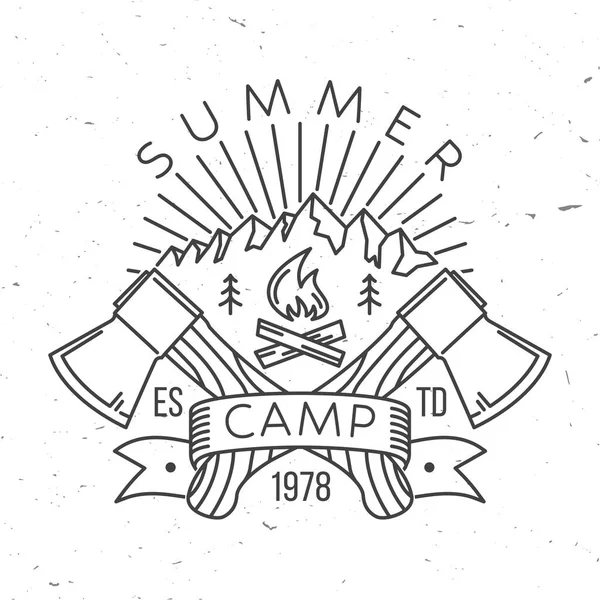Summer Camp Vector Illustration Concept Shirt Logo Print Stamp Tee — Stock vektor