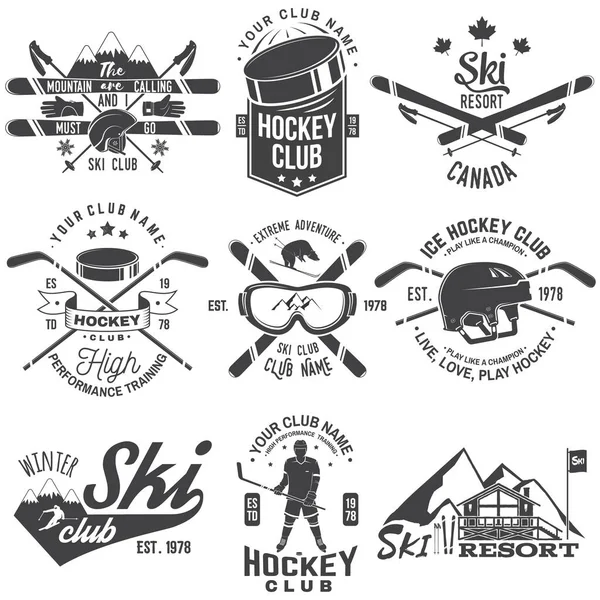 Ice Hockey Ski Snowboard Club Emblem Vector Concept Shirt Print — стоковый вектор