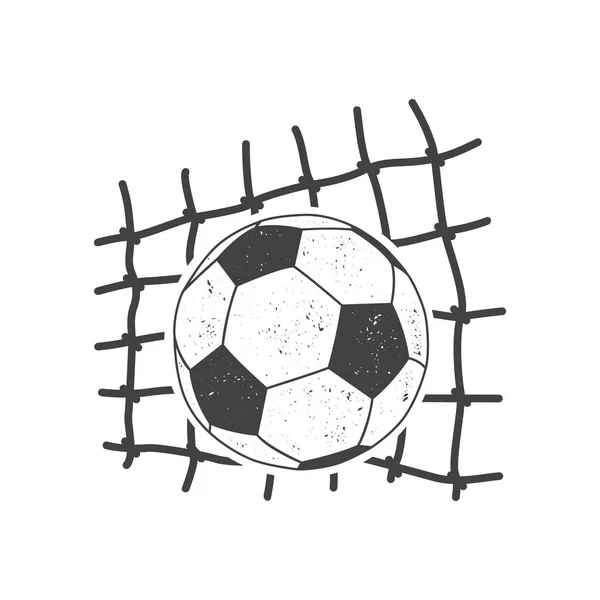 Soccer Ball Goal Net Icon Silhouette Vector Illustration Isolated White — Stock Vector