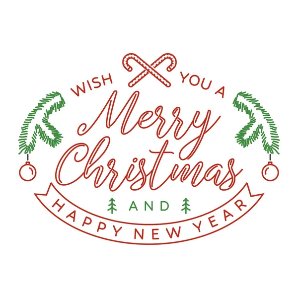 Vous Souhaite Très Joyeux Noël Bonne Année Timbre Ensemble Autocollants — Image vectorielle