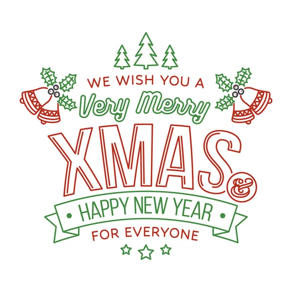 Deseamos Una Muy Feliz Navidad Feliz Año Nuevo Sello Etiqueta — Vector de stock