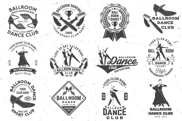 Conjunto Logos Club Deportivo Baile Salón Diseño Insignias Concepto Para — Vector de stock