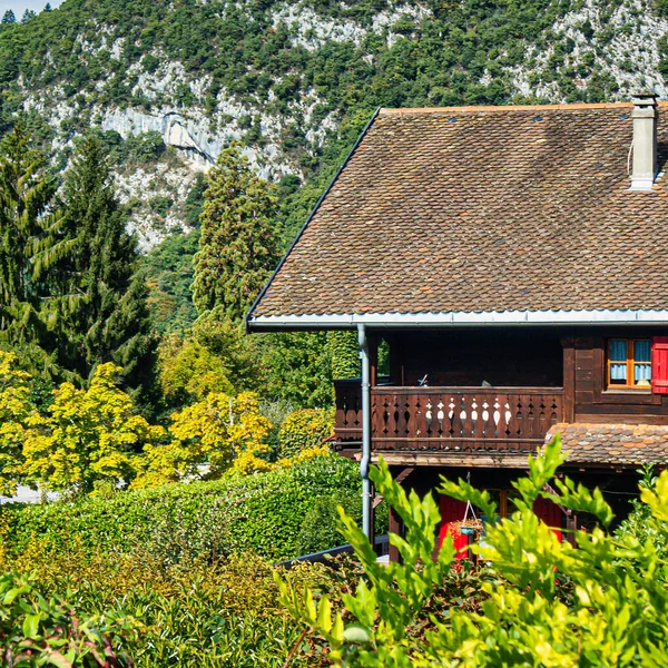 Talloires Frankrijk September 2020 Lodge Hut Van Hout Idyllisch Een — Stockfoto