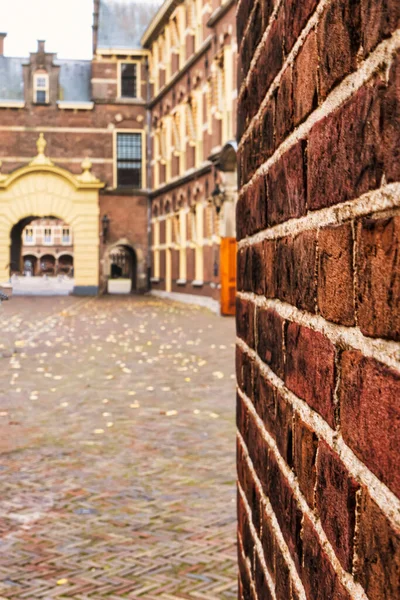 Haia Holanda Outubro 2020 Muro Histórico Tijolos Pátio Binnenhof Local — Fotografia de Stock