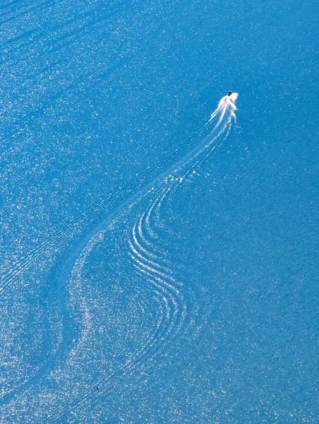 Talloires France September 2020 Aerial View Speedboat Going Fast Having — Stock Photo, Image