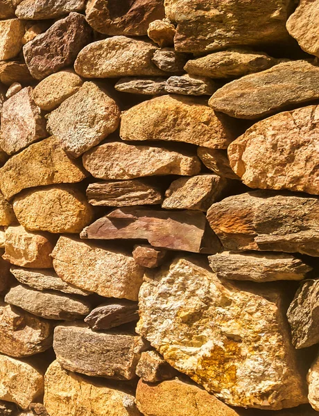 Sardinia Italy April 2016 Wall Made Natural Stones Many Different Stock Image