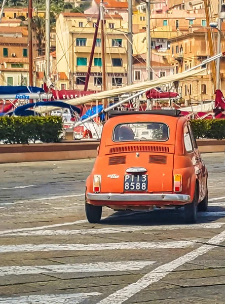 Sardinia Italy April 2016 Orange Classic Original Fiat 500 Parked — Stock Photo, Image