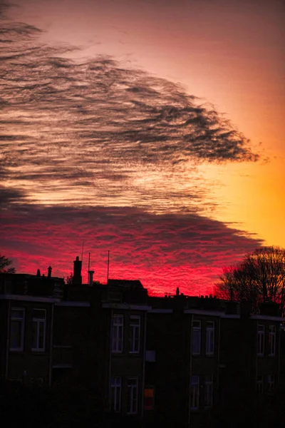 Гаага Нідерланди Листопада 2020 Захід Сонця Червоним Кольором Небі Деякі — стокове фото