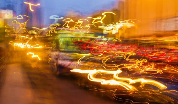 Lima Perù Agosto 2010 Traffico Pesante Illuminato Notte Durante Ora — Foto Stock