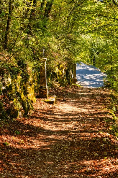 Talloires Frankrike September 2020 Ett Historiskt Järnkors Medeltida Pelare Som — Stockfoto