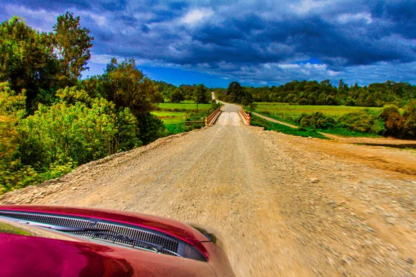 Puerto Montt Chile November 2014 Car Driving Puerto Montt Dirt — Stock Photo, Image