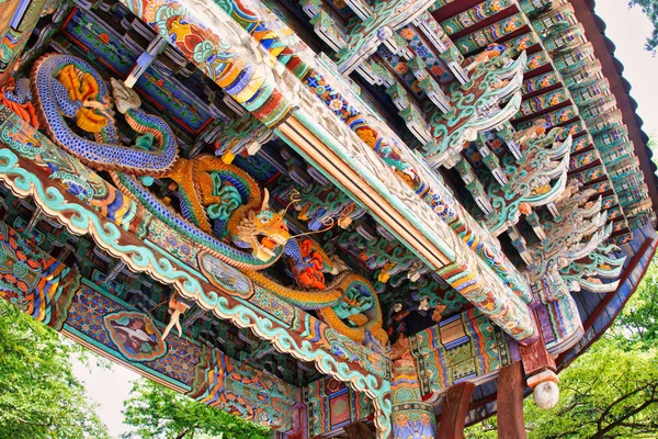 Seoraksan South Korea July 2015 Wood Carved Colorful Details Korean — Stock Photo, Image