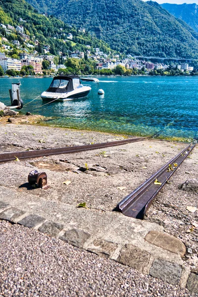 Montreux Suisse Septembre 2020 Les Rails Métalliques Une Ancienne Rampe — Photo