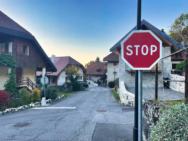 Menthon Saint Bernard France Octobre 2021 Panneau Indiquant Arrêt Été — Photo