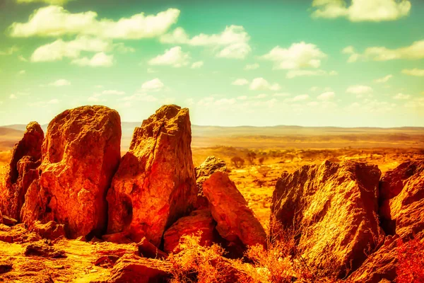 Broken Hill Avustralya Ekim 2009 Taşradaki Tepede Farklı Kayalar Görülebilir — Stok fotoğraf