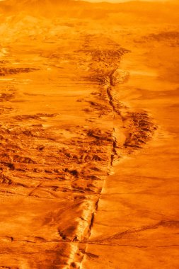 Hanford, ABD - 13 Ekim 2013: Bu kadar çok deprem için San Andreas kasa hattı nedeni, kurumuş düzlüklerde ve çölde iyi görünüyor.