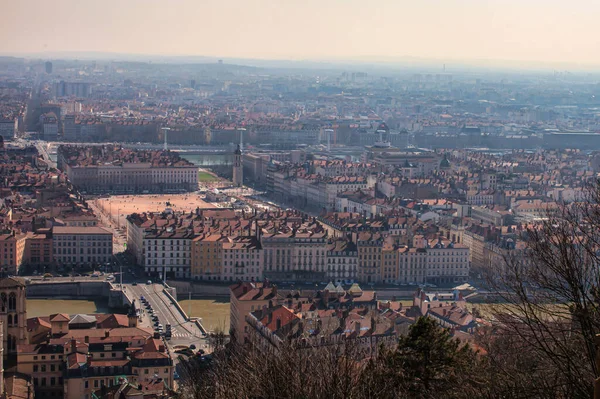 Lyon France March 2014 Panorama Lyon Terrace Fouviere Cathedral — Stock Photo, Image