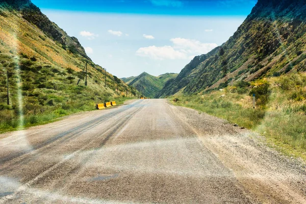 Almaty Kazakhstan June 2017 Beautiful Landscape Steppe Stone Mountains Road — Stock Photo, Image