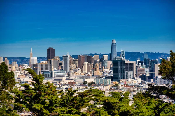 Сан Франциско Сша Лютого 2020 Року Панорамний Вид Хмарочосів Фінансовому — стокове фото