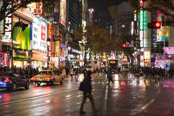 Tokio Japón Noviembre 2012 Durante Noche Por Noche Una Intersección — Foto de Stock