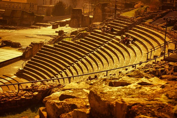Lyon Frankrijk Maart 2014 Het Romeinse Amfitheater Smerige Heuvel Lyon — Stockfoto