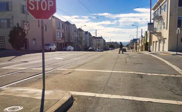 San Francisco United States September 2015 Stop Pedestrian Crossing Big — Fotografia de Stock