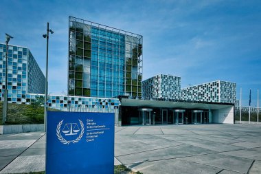 Lahey, Hollanda - 11 Nisan 2022: Lahey 'deki Uluslararası Ceza Mahkemesi ICC CPI binalarının genel bakışı