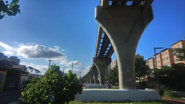 Illustratie Nieuwe Landscape Paulo Met Arrival Van Monorail Met Zijn — Stockfoto