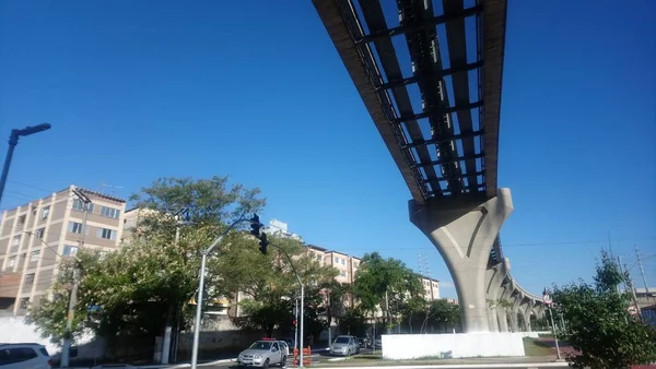 Illustratie Nieuwe Landscape Paulo Met Arrival Van Monorail Met Zijn — Stockfoto