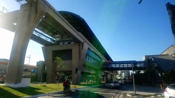 Illustracja Nowa Landscape Tak Paulo Arrival Monorail Jego Struktury Środku — Zdjęcie stockowe