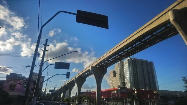 Illustratie Nieuwe Landscape Paulo Met Arrival Van Monorail Met Zijn — Stockfoto