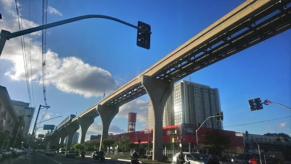 Illustratie Nieuwe Landscape Paulo Met Arrival Van Monorail Met Zijn — Stockfoto